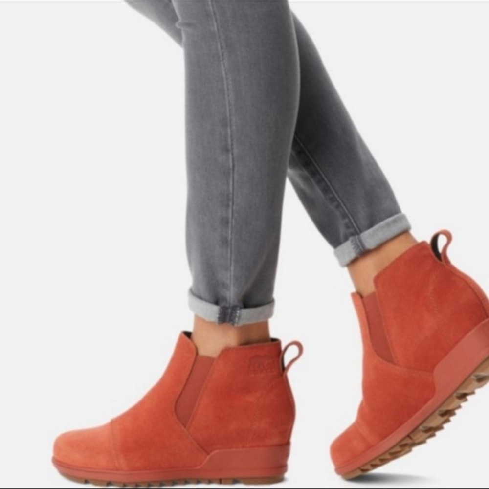 Sorel Women's Suede Ankle Booties in Rust Orange / Coral